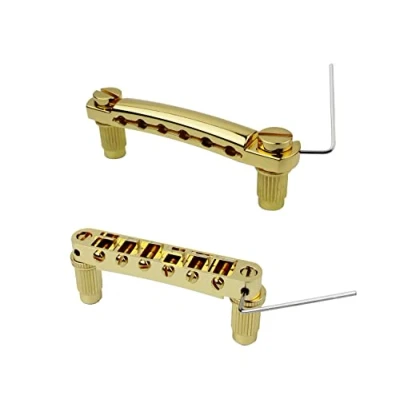 Abbildung von Guyker Guitar Tune O Matic Bridge and Stop Bar Tailpiece Combo with Anchors Studs Replacement Compatible LP SG EPI 6 String Electric Golden