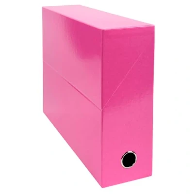 Abbildung von Exacompta 89924E Packung mit 5 Transferboxen Iderama aus laminiertem Karton, robust und strapazierfähig, 24 x 32 cm, Ideal für Ihre Dokumente in Format DIN A4, Rücken 90mm, rosa, Stück