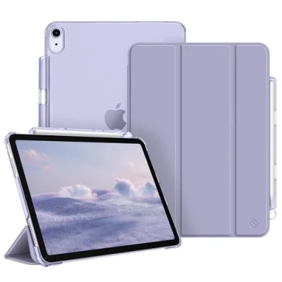 Abbildung von Fintie Hülle für iPad Air 11 Zoll M2, 6 2024 Hülle, 5 2022/ 4 2020 10.9 mit Stifthalter, ultradünne leichte Schutzhülle Case transparenter Rückseite, Violett
