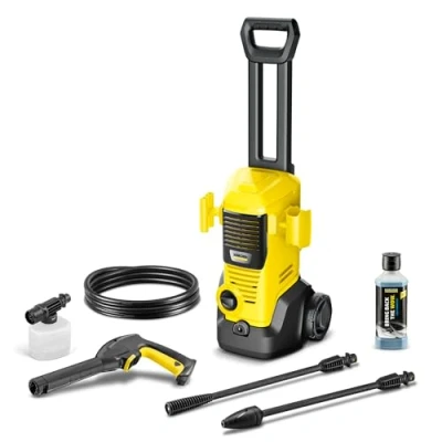 Abbildung von Kärcher Hochdruckreiniger K 2 Premium FJ, Druck: max. 110 bar, Fördermenge: 360 l/h, Flächenleistung: 20 m²/h, Wasserfilter, Gewicht: 4,2 kg, HD Pistole, Strahlrohre, Dreckfräser, Schaumdüse