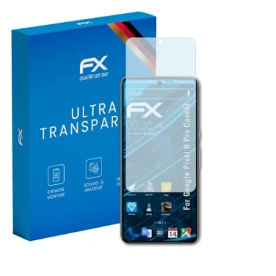 Abbildung von atFoliX Schutzfolie kompatibel mit Google Pixel 8 Pro Casefit Folie, ultraklare FX Displayschutzfolie (3X)