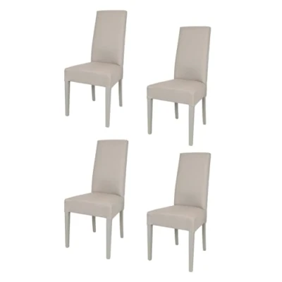 Abbildung von t m c s Tommychairs 4er Set Moderne Stühle Chiara für Küche und Esszimmer, robuste Struktur aus lackiertem Buchenholz Farbe Gämsebraun, gepolstert mit Stoff in der Gämsebraun bezogen