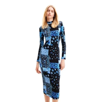 Abbildung von Desigual LOS Angeles VEST Strickkleid, Damen, Größe: Medium, Blue/black