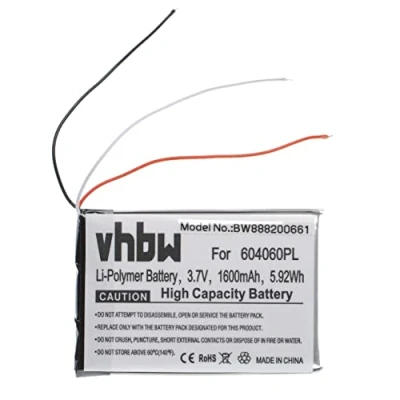 Abbildung von vhbw Akku Ersatz für Becker 604060, 604060PL GPS Navigation Navi (1600mAh, 3.7V, Li Polymer)