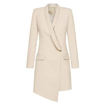 Abbildung von Swing Fashion Damen Kleid Elegant Business Kleider Etuikleider Festliches Partykleid Cocktailkleider Minikleid Abendkleid Langarmleid V Ausschnitt Kurze Beige 36