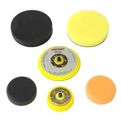 Abbildung von Dino KRAFTPAKET UPGRADE Set bestehend aus 75mm 125mm Stützteller und Polierpads. Passend zu Exzenter Poliermaschine 9mm 650W (640220, 640296) für die Auto Politur