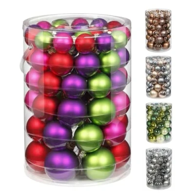Abbildung von JACK by Inge Glas 60x Kugeln Christbaumkugeln Ø 18x4+20x5+16x6+6x7 cm Box Weihnachtsbaum, Farbe:Merry Xmas