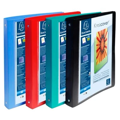 Abbildung von Exacompta 51229E 5er Pack Premium Kunststoff Ringbuch KreaCover aus 4 O Ringe Füllhöhe 30 mm DIN A4 Plastikordner ideal für Büro und Schule farbig sortiert