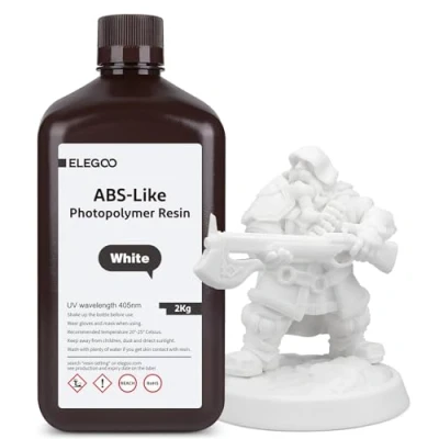 Abbildung von ELEGOO 405nm ABS Like Resin, LCD UV Rapid Resin Hohe Präzision, Nicht Spröde, Giftig für LCD/DLP 3D Drucker Photopolymer Harz 2kg Weiß