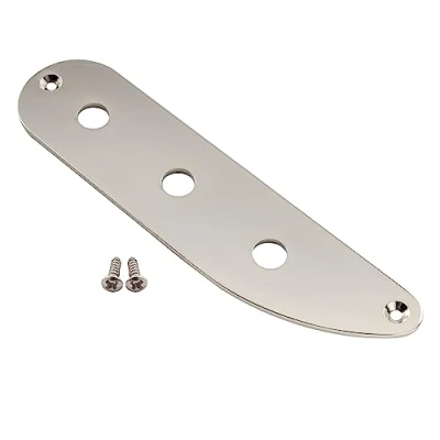 Abbildung von Musiclily Pro Stahl 3 Löcher Bass Kontrollplatte Control Plate für Vintage P Bass/Tele Style E Bass, Nickel