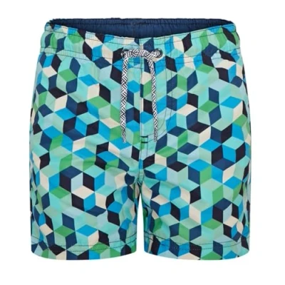 Abbildung von RIPT Jungen Essentials Quick Dry UV 50 Sonnenschutz Badeshorts Badehose, Blauer geometrischer Druck, 3 4 Jahre