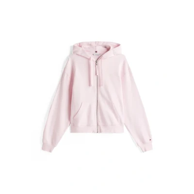 Abbildung von Tommy Hilfiger Script ZIP Hoodie Sweatjacke, Damen, Größe: Large, Light pink
