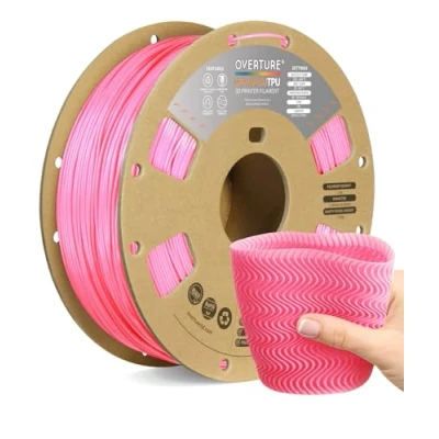 Abbildung von Overture TPU Hochgeschwindigkeits Filament, Rolle, flexibel, 1,75 mm, 3D Drucker Verbrauchsmaterialien, 1 kg Spule, Maßgenauigkeit +/ 0,05 HS Rosa