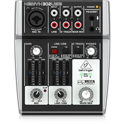 Abbildung von Behringer 302USB Erstklassiger 5 Eingangs Mixer mit XENYX Mikrofonvorverstärker und USB/Audio Schnittstelle, Kompatibel PC Mac