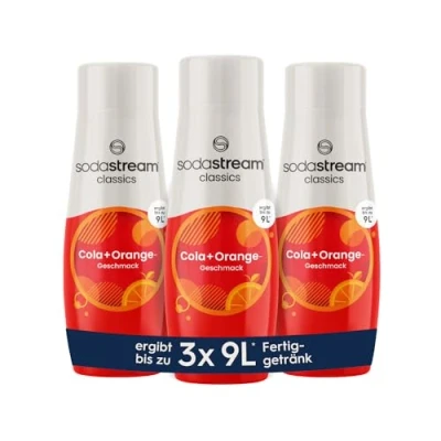 Abbildung von SodaStream Sirup 3x Cola + Orange, 1x Flasche ergibt 9 Liter Fertiggetränk, Sekundenschnell zubereitet und immer frisch, 440 ml