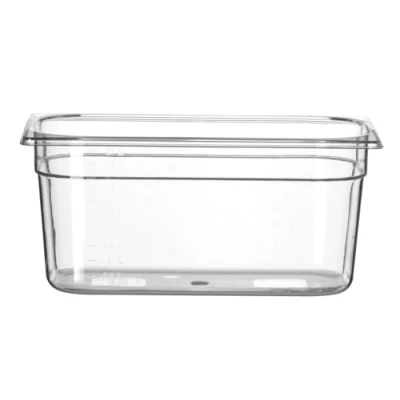 Abbildung von HENDI Gastronormbehälter, Temperaturbeständig von 40 bis 110C, Skalierung, Geruchs und geschmackneutral, 5,7L, Polycarbonat, GN 1/3, 325x176x(H)150mm, Transparent