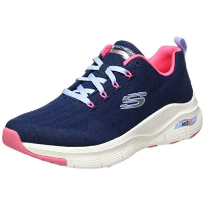 Abbildung von Skechers Damen Arch Fit Comfy Wave Sneaker, Nvy Knit Htpnk Trim, 40 EU