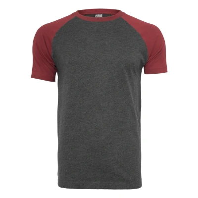 Abbildung von Urban Classics Raglan Contrast Tshirt print, Herren, Größe: XXL, Mottled gray/burgundy