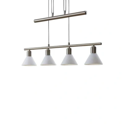 Abbildung von Lindby Hängeleuchte Delira, dimmbar, Leuchtmittel nicht inklusive, Modern, Glas, Eisen, weiß, nickel satiniert, 4 flammig, E14