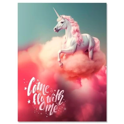 Abbildung von wandmotiv24 Leinwandbild Spruch, Einhorn, Hochformat M0815