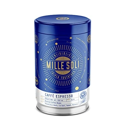 Abbildung von MilleSoli Caffè Espressobohnen 250g Dose Traditionelle Dreifachröstung In Handarbeit Premium Kaffeebohnen mit perfekter Crema und besonders säurearm für Vollautomat Siebträger