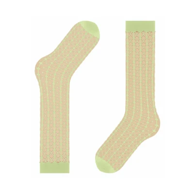 Abbildung von FALKE Damen Kniestrümpfe Paradise Net W Kh transparent gemustert 1 Paar, Grün Lemon 7498, 39 42