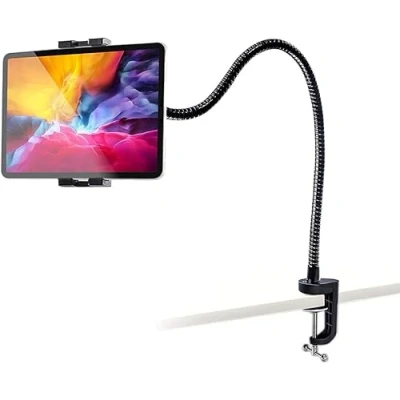 Abbildung von Schwanenhals Tablet Halterung 12,9 Zoll, woleyi Verstellbarer Ständer im Tisch Bett, Flexible Lang Arm Tablethalterungen für iPad Pro 9.7, 10.5, 12.9 Air Mini, Galaxy, iPhone, Switch, 4 13&quot;