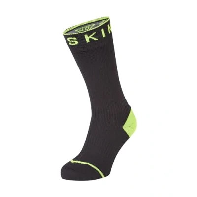 Abbildung von SEALSKINZ Unisex Allwetter Wasserdichte Socken mit Hydrostop Mittellang Schwarz/gelb, S