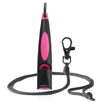 Abbildung von ACME Hundepfeife No. 210,5 (Update 2023) mit GRATIS Pfeifenband in matt schwarz Alpha Ideal für den Rückruf Große Reichweite Frequenzstandardisiert (Black/DG Pink)