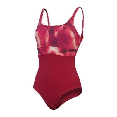 Abbildung von Speedo Formender ContourEclipse Badeanzug Shapewear Schwimmbekleidung für Strand und Urlaub Damen, Magenta Haze, Soft Bloom, Baskenrot, 32