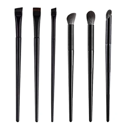 Abbildung von 6 teiliges Make up Pinsel Set, flache Augenbrauenpinsel, abgeschrägter Eyeliner Pinsel, Lidschatten Applikator für Augenbrauen, Reflexionen und Schatten