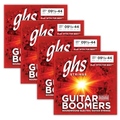 Abbildung von GHS Strings GB9 1/2 Gitarrensaiten für E Gitarre, vernickelt, extra leicht, 4 Stück (009 .044)