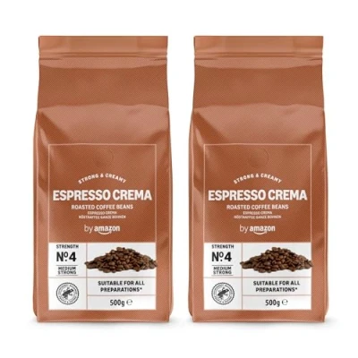 Abbildung von by Amazon Espresso Crema Röstkaffee Ganze Bohnen, 1kg (2 Packs of 500g), Rainforest Alliance Zertifizierung