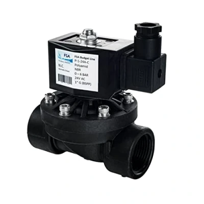 Abbildung von FSA Magnetventil Kunststoff PA6 1&quot; 24V AC 0 6 bar NBR stromlos geschlossen