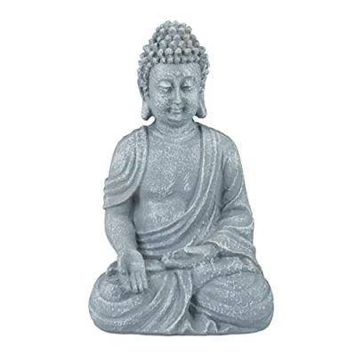 Abbildung von relaxdays Buddhafigur Buddha Figur sitzend 18cm, hellgrau