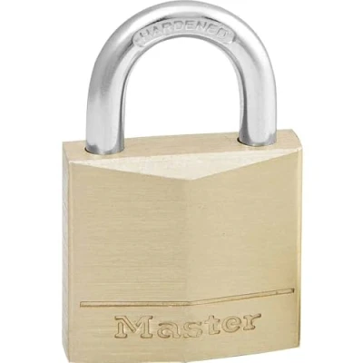 Abbildung von MASTER LOCK 30 mm breites Vorhngeschloss aus Massivmessing, Herkömmliches Vorhängeschloss, Tastensperre, Unterschiedliche Schließung, Aufbewahrungsspind, Werkzeugkasten, Messing, Silber, Messing