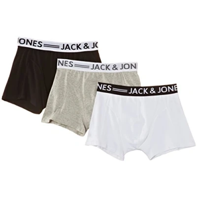 Abbildung von JACK &amp; JONES Herren Sense Trunks 3 pack Noos Boxershorts, Mehrfarbig (Black/White/Grey), XL EU