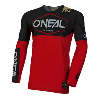 Abbildung von O&#039;NEAL Motocross Shirt Langarm MX MTB Mountainbike Leichtes Material, ergonomischer Slim Fit Schnitt für perfekte Passform Mayhem Jersey Hexx V.24 Erwachsene Rot Schwarz Größe M