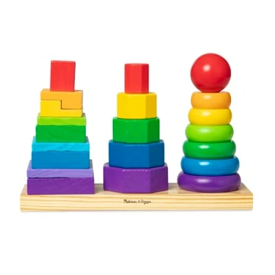 Abbildung von Melissa &amp; Doug Geometrischer Stapler Lernspielzeug Holzspielzeug mit Formen 2+ Geschenk für Jungen oder Mädchen
