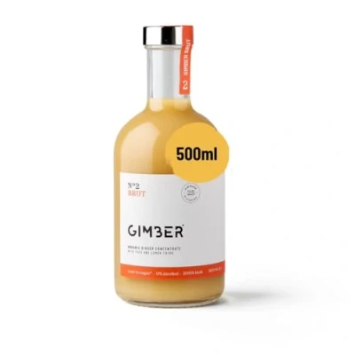 Abbildung von Gimber Biologisches Ingwerkonzentrat 500ml l neue Rezeptur Weniger Zucker Alkoholfreies Bio Getränk aus Ingwer, Yuzu Frucht und Zitronenthymian BRUT das Ingwer Konzentrat