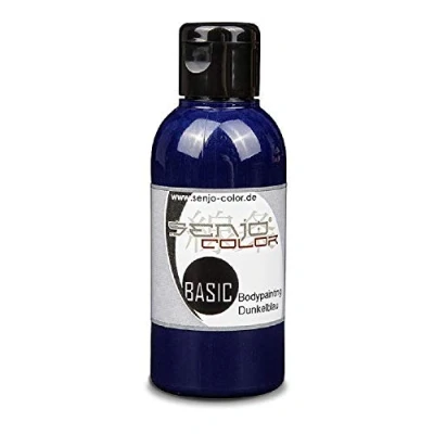 Abbildung von Bodypainting Farben Senjo Color Basic 75ml Dunkelblau I Gesichts &amp; Körperfarbe Karneval, Fasching Pinsel Airbrush Farbe