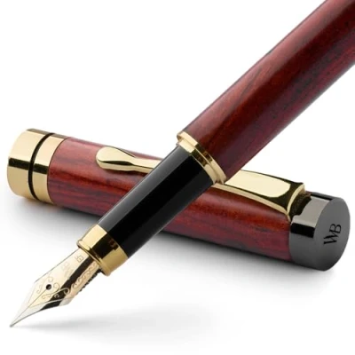 Abbildung von Wordsworth &amp; Black Füllfederhalter Set, Luxus Bambusholz Extrafeine Feder, Geschenketui; inklusive 6 Tintenpatronen, Tintenkonverter Journaling, Kalligraphie; Zeichnen [Rosenholz]