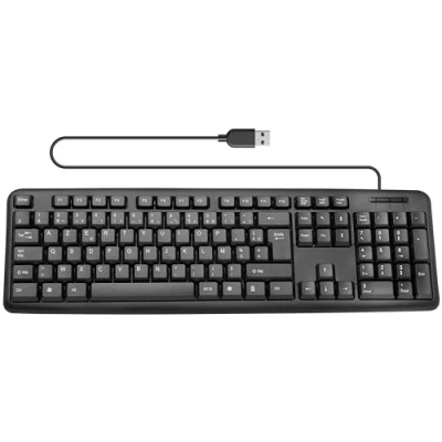 Abbildung von APM Kabelgebundene Tastatur, Französisches AZERTY Layout, Multimedia Tasten, USB Anschluss, 1,8 m Kabellänge, PC Tastatur für Computer, Laptop, Mac, Windows, macOS Schwarz 100020