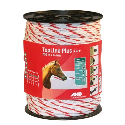 Abbildung von Ako TopLine Plus Weidezaunseil Weiß/Rot 6mm x 400m