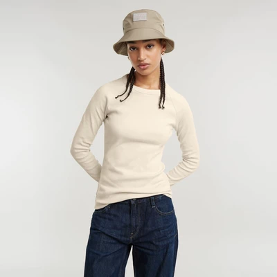 Abbildung von G Star SLIM Keyhole Langarmshirt, Damen, Größe: XXL, Chalk