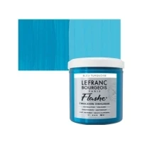 Abbildung von Lefranc Bourgeois 300634 Flashe Acrylfarbe &amp; Vinylfarbe, hochpigmentiert, elastisch, lichtecht, alterungsbeständig, matt, für den Innen Außenbereich, 125ml Topf Türkisblau