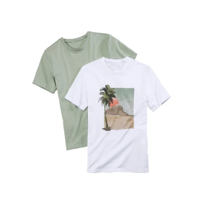 Abbildung von Beach Time 2 PACK Tshirt print Mint bedruckt, Herren, Größe: Medium, bedruckt