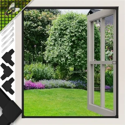 Abbildung von KESSER® Fliegenschutzgitter für Fenster 100 x 120 cm mit Aluminium Rahmen Fliegengitter Fliegenschutz Insektenschutz, mückengitter, moskitonetz, Spannrahmen, ohne Bohren und Schrauben Anthrazit