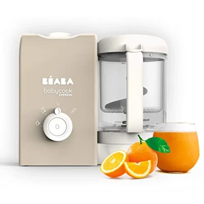 Abbildung von BEABA, Babycook Express, Baby Robot 4 in 1 Mixer/Standmixer, 15 Min. schnelles Kochen, Mixen nach Maß, schonendes und gesundes Dampfgaren, Auftauen, homogene Textur, Kapazität 250 ml, Ton