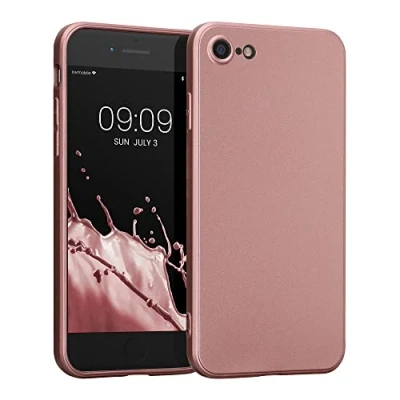 Abbildung von kwmobile Handyhülle kompatibel mit Apple iPhone SE (2022) / (2020) 8 7 Silikon Case Soft Hülle Handy Cover in Metallic Rosegold